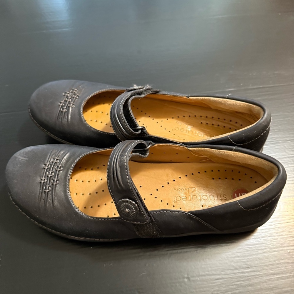 Clark’s unstructured Mary Jane‎ shoes, size 8 narrow leather
